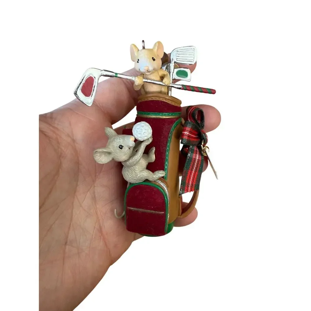Vintage‎ Carlton Cards Christmas Caddies Mice golf ornament
